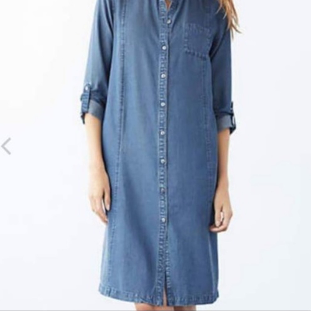 J Jill Lyocell Button down Demin Tunic - Picture 3 of 8